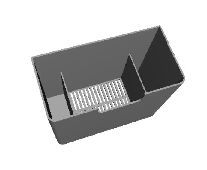 Caja antisalpicaduras con trampa de burbujas para sump de acuario (240×120×200 mm) | Ajustable en altura mediante columna soporte | Compatible con perlón o esponja