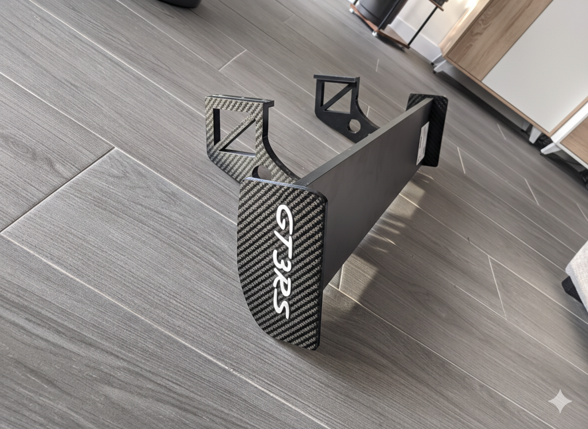 Estantería en forma de alerón marca de coche / circuito / nombre. Modelo 1