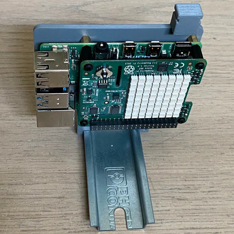 Soportes Raspberry Pi horizontales o verticales para colocar en carriles DIN de cuadros electrónicos.